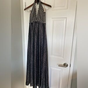 70s vintage lurex Halter Maxi Dress